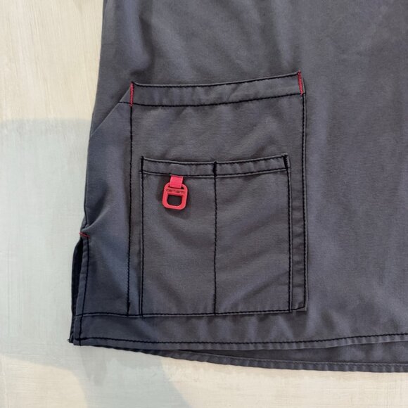 Carhartt Force Scrub Shirt Top Women's Large Multi Pocket V-Neck Gray With Pink - Picture 2 of 8